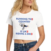 Running The Country Is Like Riding A Bike Biden Falling Meme Crop Top