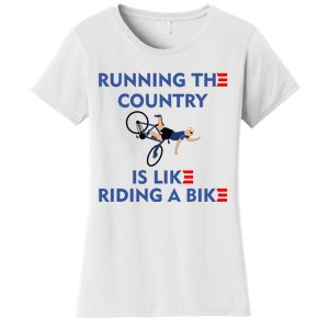 Running The Country Is Like Riding A Bike Biden Falling Meme Women's T-Shirt