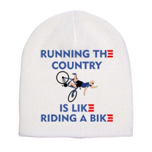 Running The Country Is Like Riding A Bike Biden Falling Meme Short Acrylic Beanie