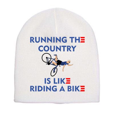 Running The Country Is Like Riding A Bike Biden Falling Meme Short Acrylic Beanie