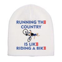 Running The Country Is Like Riding A Bike Biden Falling Meme Short Acrylic Beanie