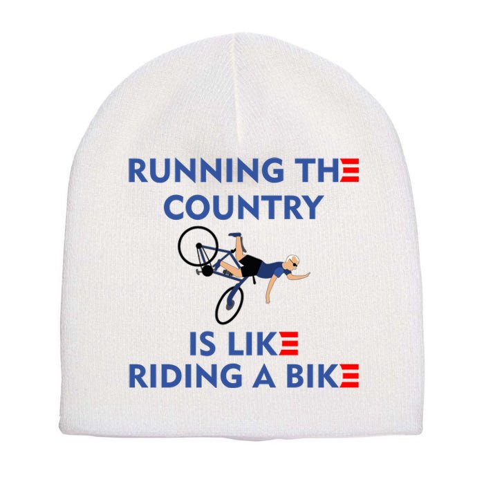 Running The Country Is Like Riding A Bike Biden Falling Meme Short Acrylic Beanie