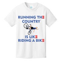 Running The Country Is Like Riding A Bike Biden Falling Meme Kids T-Shirt