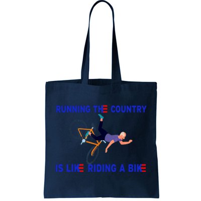 Running The Country Is Like Riding A Bike Funny Joe Biden Meme Tote Bag