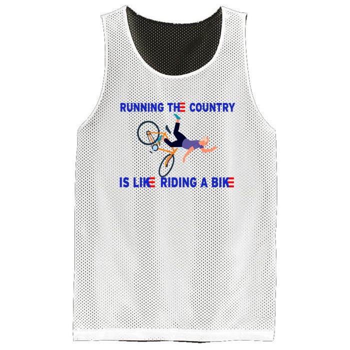 Running The Country Is Like Riding A Bike Funny Joe Biden Meme Mesh Reversible Basketball Jersey Tank