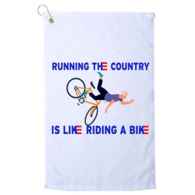 Running The Country Is Like Riding A Bike Funny Joe Biden Meme Platinum Collection Golf Towel