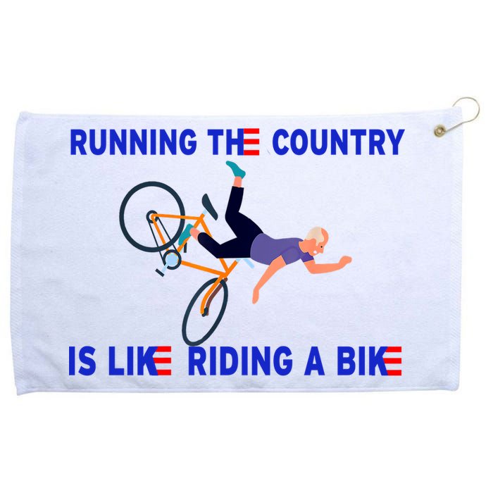 Running The Country Is Like Riding A Bike Funny Joe Biden Meme Grommeted Golf Towel