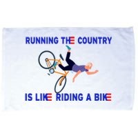 Running The Country Is Like Riding A Bike Funny Joe Biden Meme Microfiber Hand Towel