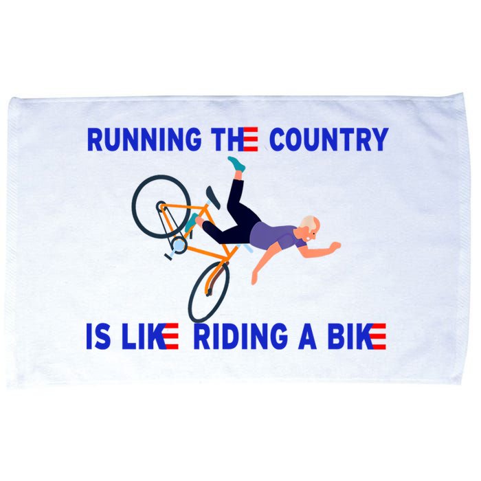 Running The Country Is Like Riding A Bike Funny Joe Biden Meme Microfiber Hand Towel