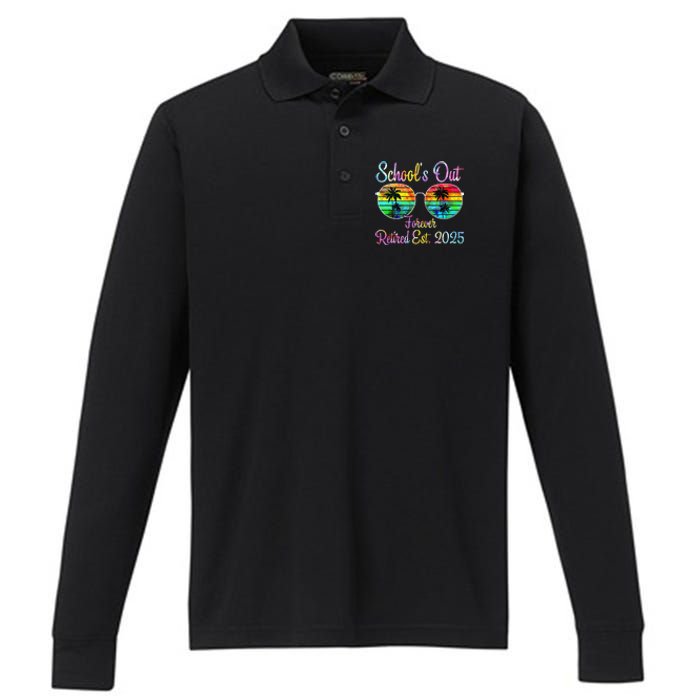 Retired Teacher Class Of 2025 Retirement School Gift Performance Long Sleeve Polo