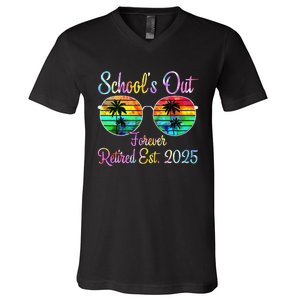 Retired Teacher Class Of 2025 Retirement School Gift V-Neck T-Shirt