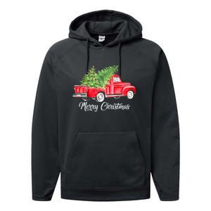 Red Truck Christmas Funny Merry Christmas Yall Women Gifts Performance Fleece Hoodie