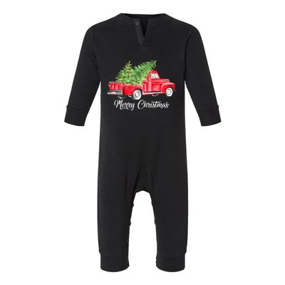 Red Truck Christmas Funny Merry Christmas Yall Women Gifts Infant Fleece One Piece