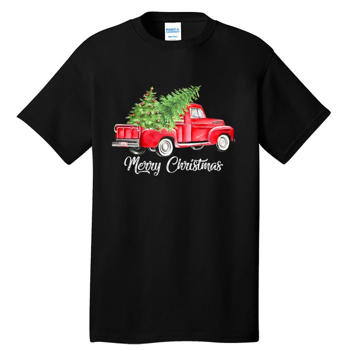 Red Truck Christmas Funny Merry Christmas Yall Women Gifts Tall T-Shirt