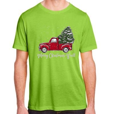 Red Truck Christmas Merry Christmas Yall Adult ChromaSoft Performance T-Shirt