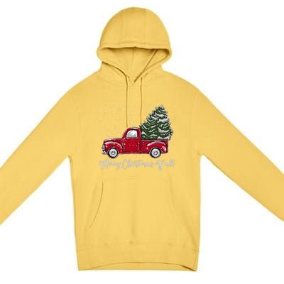 Red Truck Christmas Merry Christmas Yall Premium Pullover Hoodie