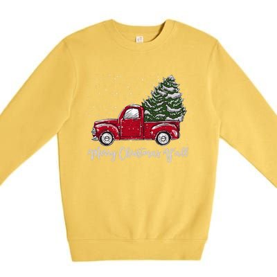 Red Truck Christmas Merry Christmas Yall Premium Crewneck Sweatshirt