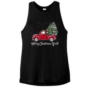 Red Truck Christmas Merry Christmas Yall Ladies PosiCharge Tri-Blend Wicking Tank