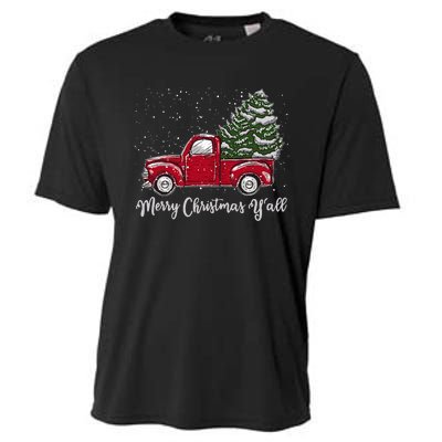 Red Truck Christmas Merry Christmas Yall Cooling Performance Crew T-Shirt