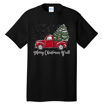 Red Truck Christmas Merry Christmas Yall Tall T-Shirt