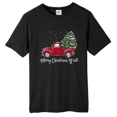 Red Truck Christmas Merry Christmas Yall Tall Fusion ChromaSoft Performance T-Shirt