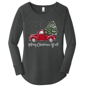 Red Truck Christmas Merry Christmas Yall Women's Perfect Tri Tunic Long Sleeve Shirt