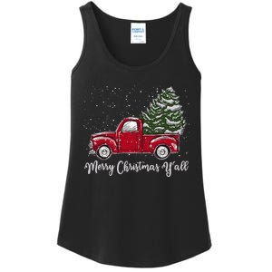 Red Truck Christmas Merry Christmas Yall Ladies Essential Tank