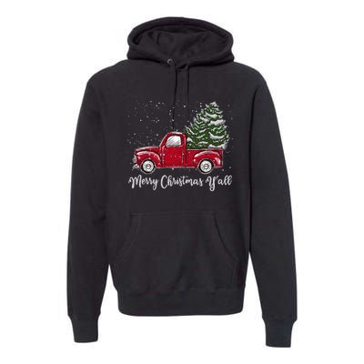 Red Truck Christmas Merry Christmas Yall Premium Hoodie