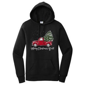 Red Truck Christmas Merry Christmas Yall Women's Pullover Hoodie