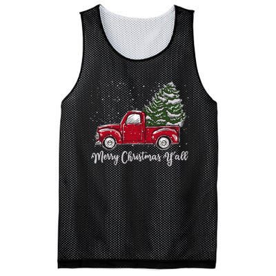 Red Truck Christmas Merry Christmas Yall Mesh Reversible Basketball Jersey Tank