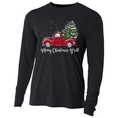 Red Truck Christmas Merry Christmas Yall Cooling Performance Long Sleeve Crew