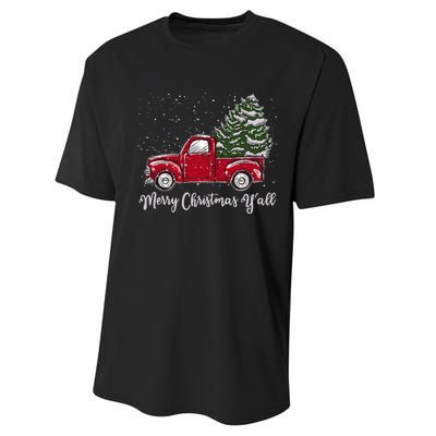 Red Truck Christmas Merry Christmas Yall Performance Sprint T-Shirt