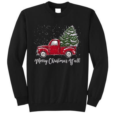 Red Truck Christmas Merry Christmas Yall Tall Sweatshirt