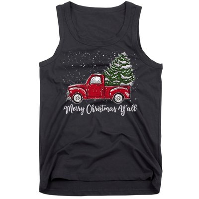 Red Truck Christmas Merry Christmas Yall Tank Top