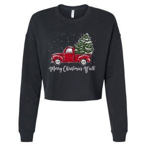 Red Truck Christmas Merry Christmas Yall Cropped Pullover Crew