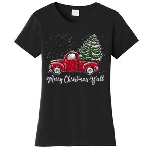 Red Truck Christmas Merry Christmas Yall Women's T-Shirt