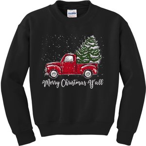 Red Truck Christmas Merry Christmas Yall Kids Sweatshirt