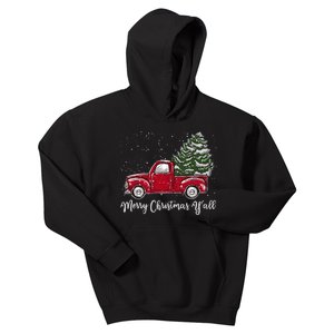 Red Truck Christmas Merry Christmas Yall Kids Hoodie