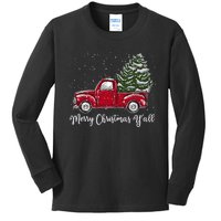 Red Truck Christmas Merry Christmas Yall Kids Long Sleeve Shirt