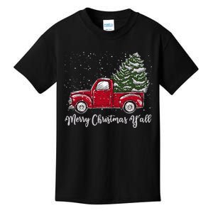 Red Truck Christmas Merry Christmas Yall Kids T-Shirt