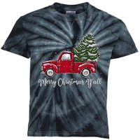 Red Truck Christmas Merry Christmas Yall Kids Tie-Dye T-Shirt