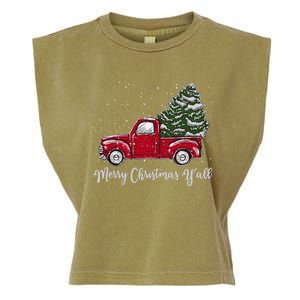 Red Truck Christmas Merry Christmas Yall Garment-Dyed Women's Muscle Tee