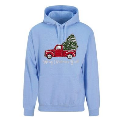 Red Truck Christmas Merry Christmas Yall Unisex Surf Hoodie