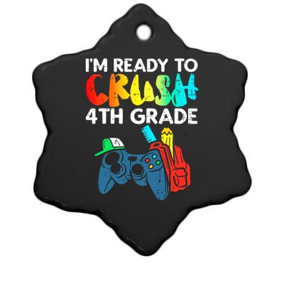 Ready To Crush 4th Grade Fourth Video Gamer First Day Boy Ceramic Star Ornament