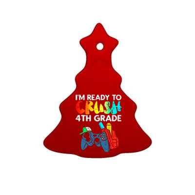 Ready To Crush 4th Grade Fourth Video Gamer First Day Boy Ceramic Tree Ornament