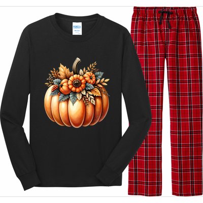 Retro Thanksgiving Cute Pumpkin Halloween Autumn Retro Fall Funny Gift Long Sleeve Pajama Set