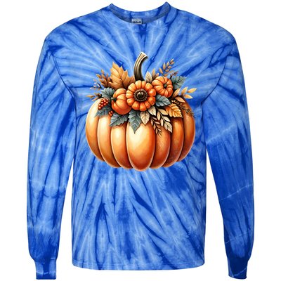 Retro Thanksgiving Cute Pumpkin Halloween Autumn Retro Fall Funny Gift Tie-Dye Long Sleeve Shirt