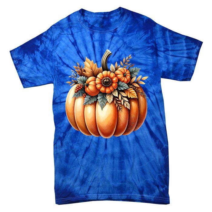 Retro Thanksgiving Cute Pumpkin Halloween Autumn Retro Fall Funny Gift Tie-Dye T-Shirt