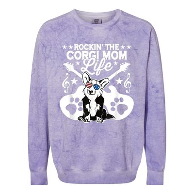 Rockin The Corgi Dad Life Dog Lover Guitar Musician Copy Colorblast Crewneck Sweatshirt