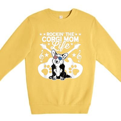 Rockin The Corgi Dad Life Dog Lover Guitar Musician Copy Premium Crewneck Sweatshirt